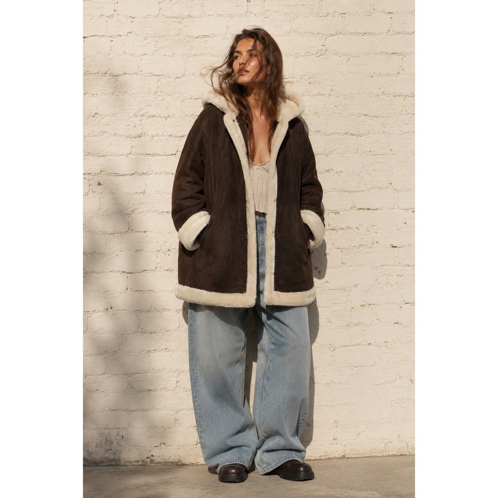 Wilsons Leather Brown Suede Faux Fur Trim Hooded Parka Coat XL